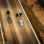 Drag racing, shot with a drone