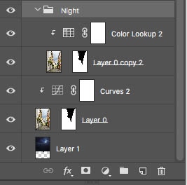 Setup for day to night blending in Photoshop