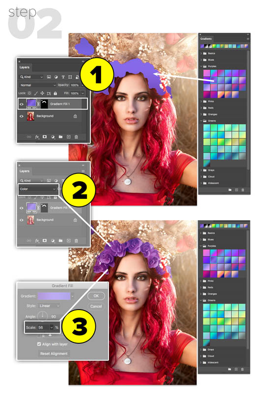 single click gradient presets in Photoshop 2020 