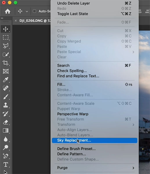 sky replacement in photoshop