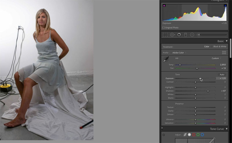 Brighten a photo in Lightroom 