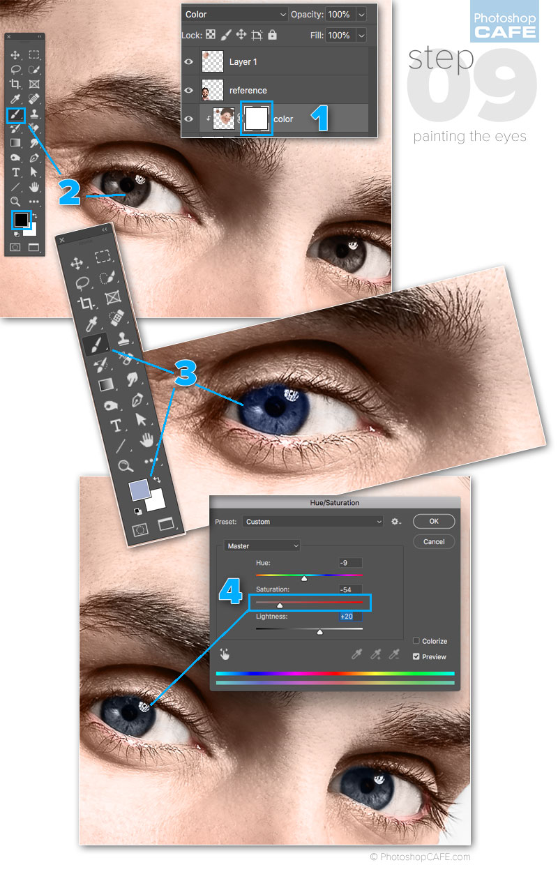 how to colorize eyes in photoshop